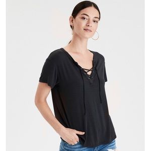 ae soft&sexy lace up tee